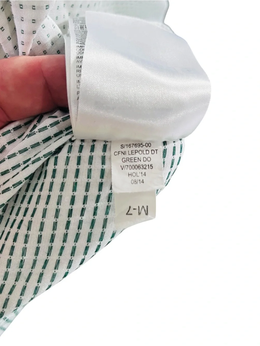 Banana Republic White Green Textured Squares Dress Shirt Sz XL 17 17.5 No Iron
